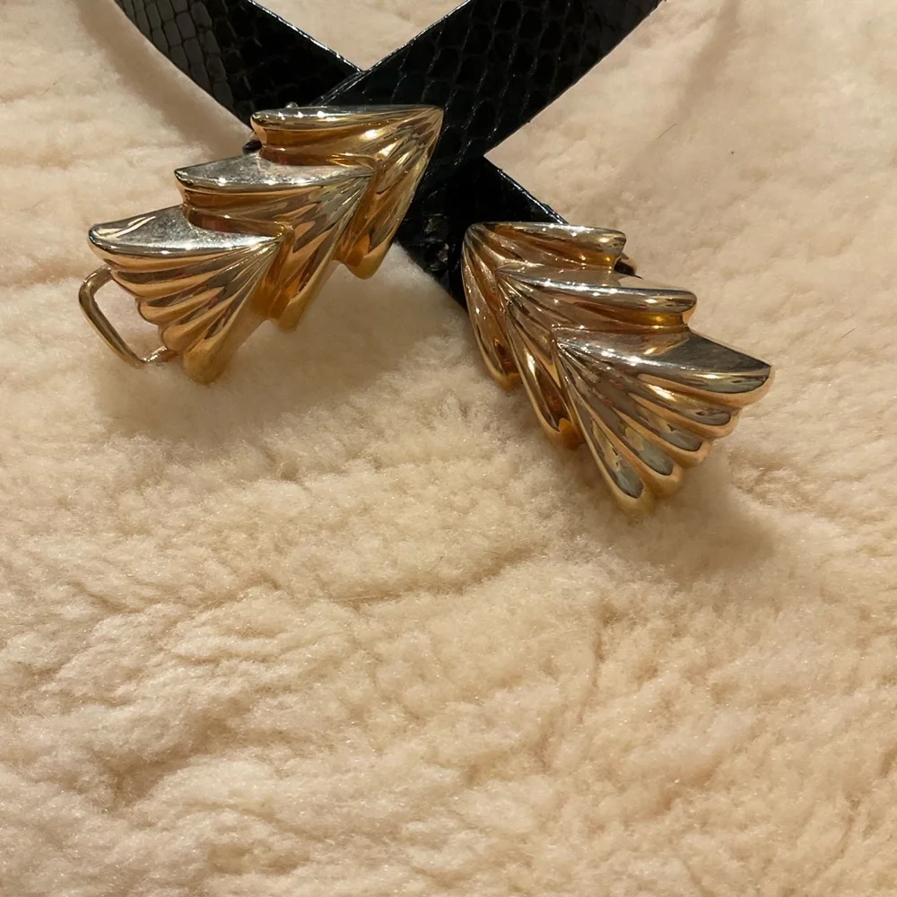 Vintage Alexis Kirk black leather and gold buckle belt - Picture 5 of 12